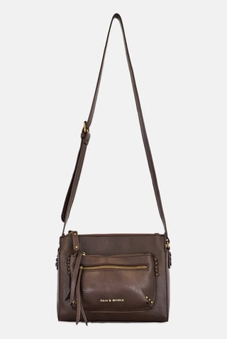 Women Brand Logo Cross Body Bag, Chocolate Brown