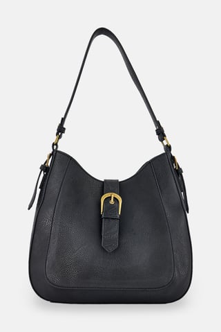Women Solid Hobo Bag, Black