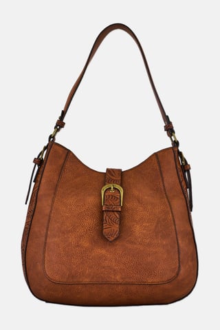 Women Brand Logo Shoulder Bag, Brown