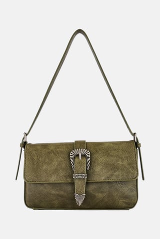 Women Brand Logo Shoulder Bag, Dark Olive