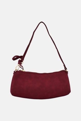Women Zip-Top Plain Mini Handbag, Burgundy