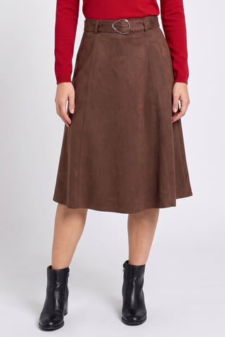 Women Solid Midi Skirt, Brown