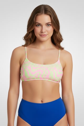 Women Allover Print Bikini Top, Multicolor