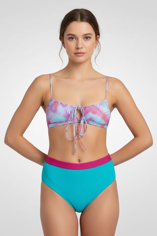 Women Allover Print Bikini Top, Multicolor