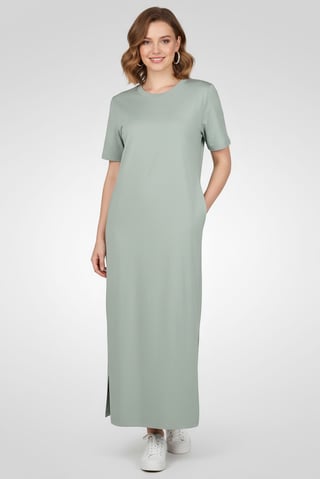 Comforts by Fudo Women Solid Shirt Dress, Green