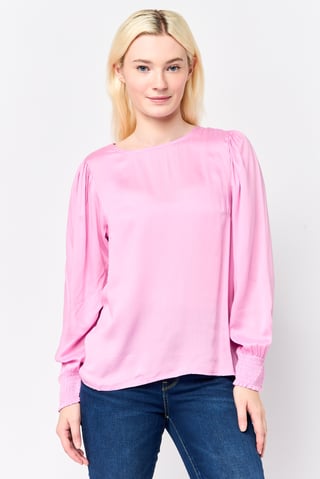 Women Split Neck Long Sleeve Plain Top, Lilac