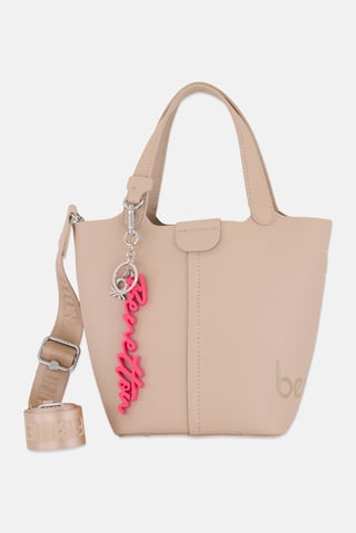 Women Brand Logo Handbag, Nude