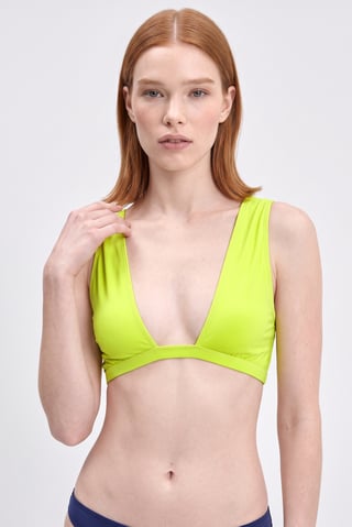 Women Non-Padded Plain Bikini Top, Green