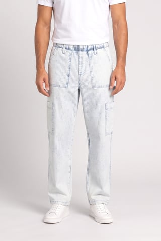Men Regular Fit Stripe Cargo Pants, Multicolor