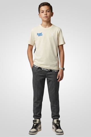 Kids Boy Brand Logo Short Sleeve Outdoor T-Shirt, Pale Yellow