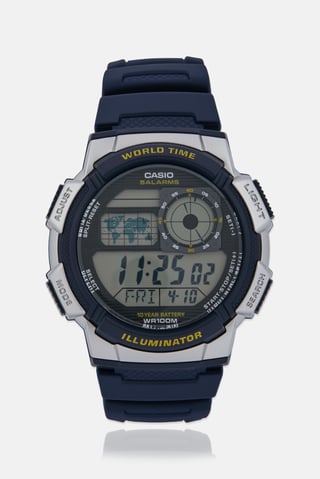 Men AE1000W2AVDF Silicone Digital Watch 48 mm, Navy