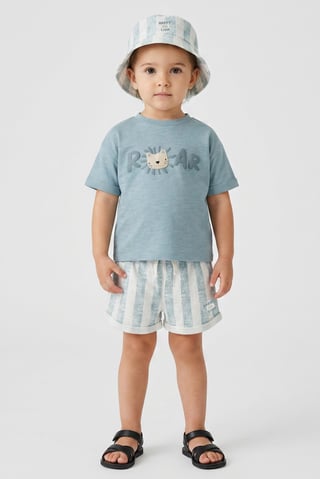 Toddlers Boy 3 Pieces Graphic Print T-Shirt,Shorts and Bucket Hat Set, Multicolor