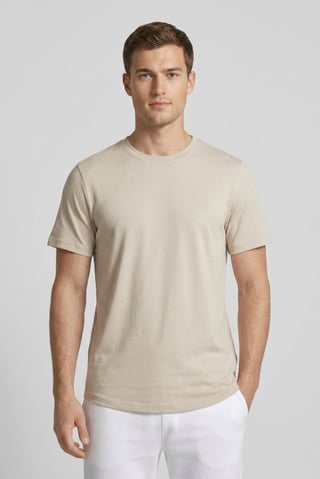 Men Crew Neck Short Sleeve Plain T-Shirt, Light Tan