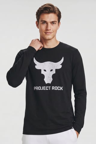 Under Armour x Project Rock Men Loose Fit Long Sleeve Outdoor T-Shirt, Black
