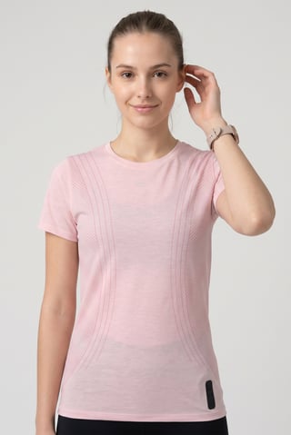 Women Fitted Short Sleeve Running T-Shirt, Pink
