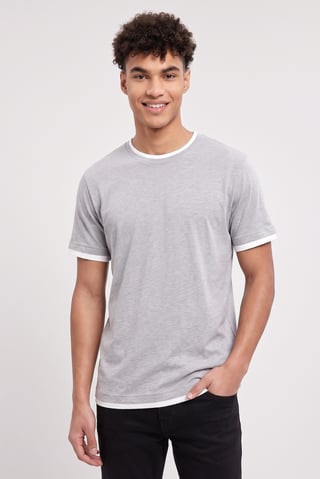 Men Crew Neck Short Sleeve Plain T-Shirt, Heather Grey