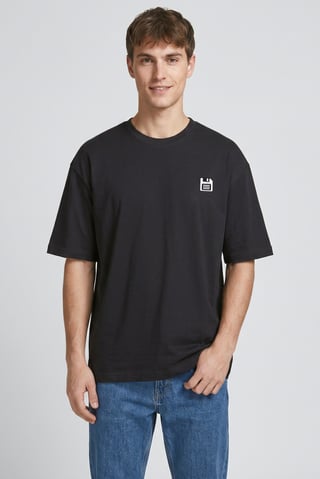 Men Crew Neck Short Sleeve Brand Logo T-Shirt, Black