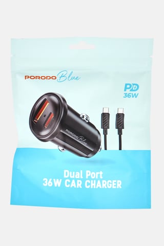 Dual Port 36W Car Charger, Black