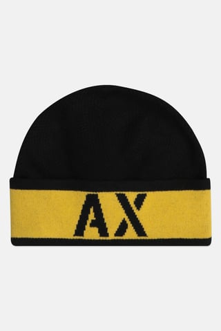 Men Brand Logo Beanie Hat, Black