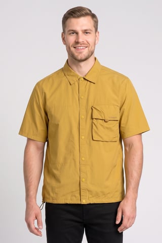 Men Boxy Fit Short Sleeve Outdoor Jackets Shirt, Light Olive