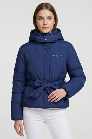 Women Brand Logo Puffer Jacket, Blue