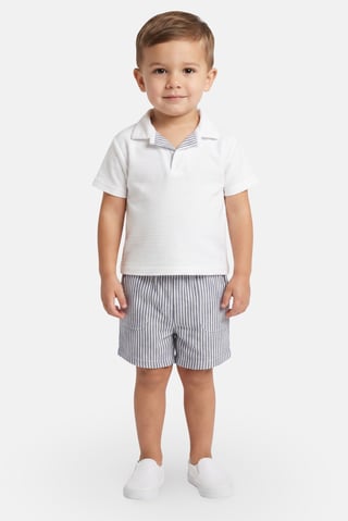 Toddlers Boy 2 Pcs Stripe Polo Shirt And Shorts Set, Multicolor