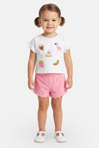Toddlers Girl 2 Pcs Embroidered Top And Shorts Set, Multicolor
