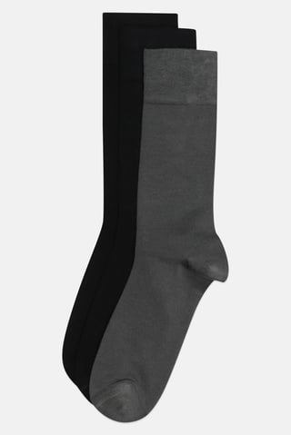 Men 3 Pairs Plain Crew Socks, Multicolor