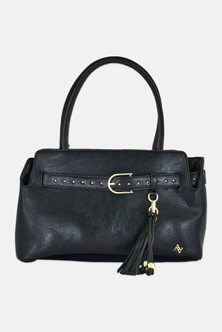 Women Brand Logo Shoulder Bag, Black