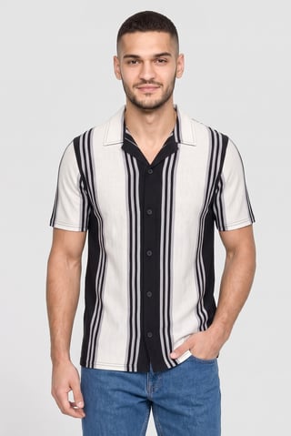 Men Regular Fit Stripe Short Sleeve Casual Shirt, Multicolor