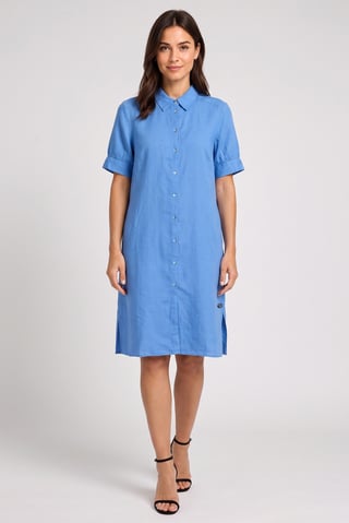 Women Chambray Midi Shirt Dress, Blue