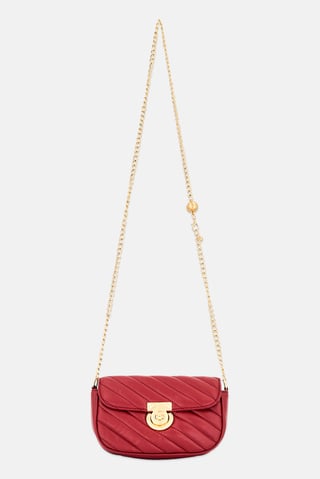 Women Quilted Cross Body Bag, Maroon