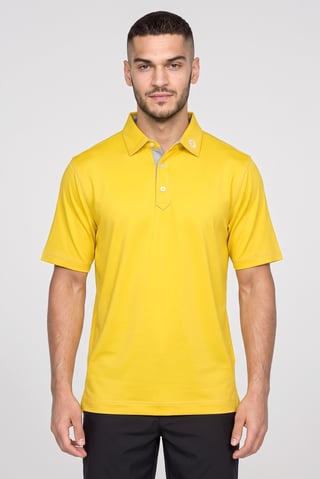 Men Sportswear Fit Short Sleeve Golf Polo Shirt, Yellow