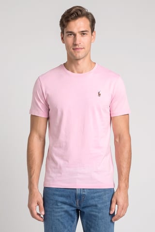 Polo Ralph Lauren Men Crew Neck Slim Fit Embroidered Logo Short Sleeve T-Shirt, Pink