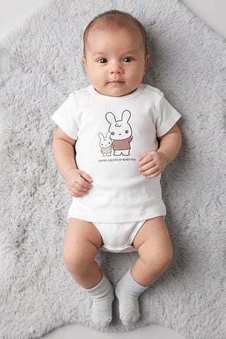 Toddlers Girl Short Sleeve Graphic Print Top, White