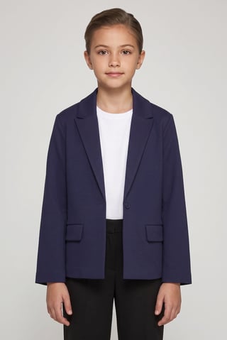 Kids Girl Solid Semi Formal Blazer, Navy Blue