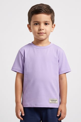 Kids Boy Short Sleeve Brand Logo T-Shirt, Purple