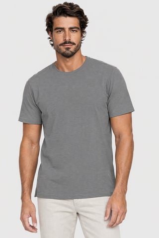 Men Crew Neck Short Sleeve Heather T-Shirt, Grey
