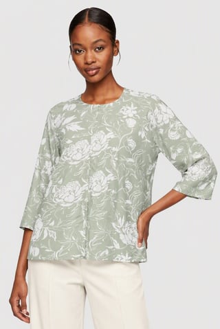 Women 2 Pcs Floral Print 3/4 Sleeve Blouse And Pants Set, Multicolor