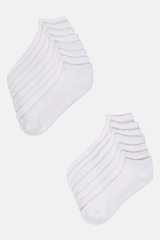 Women 15 Pairs Brand Logo Ankle Socks, White