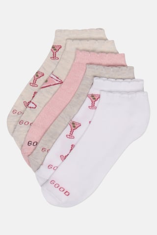 Women 6 Pairs Graphic Print Ankle Socks, Multicolor
