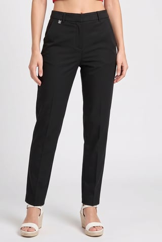 Women Petite Plain Chino Pants, Black