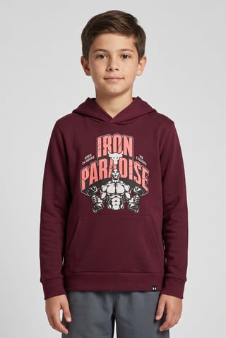 Kids Boy Loose Fit Long Sleeve Outdoor Hoodie, Maroon