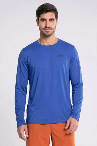 Men Loose Fit Long Sleeve Training T-Shirt, Royal Blue