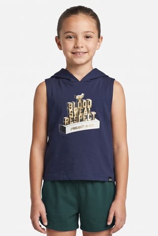 Kids Girl Loose Fit Sleeveless Training Hoodie,  Navy Blue