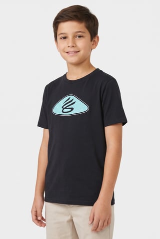 Under Armour x Curry Kids Boy Loose Fit Short Sleeve Outdoor Shirt, Black