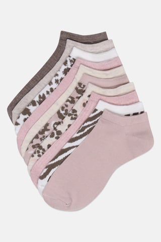 Women 10 Pairs Animal Print Ankle Socks, Multicolor