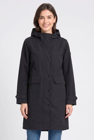 Women Solid Trench Coat, Black