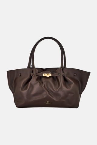Women Brand Logo Tote Bag, Chocolate