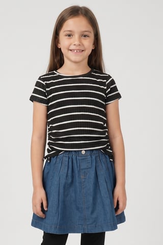 Kids Girl 3 Pieces Stripe Top And Skirt With Leggings Set, Multicolor